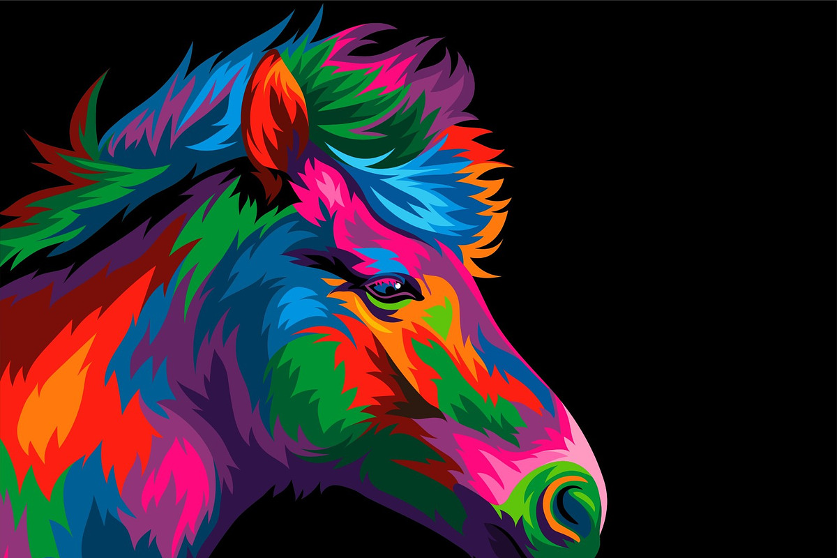 Horse colorful vector artwork, an Animal Illustration by weervector (Photo 2 of 2)