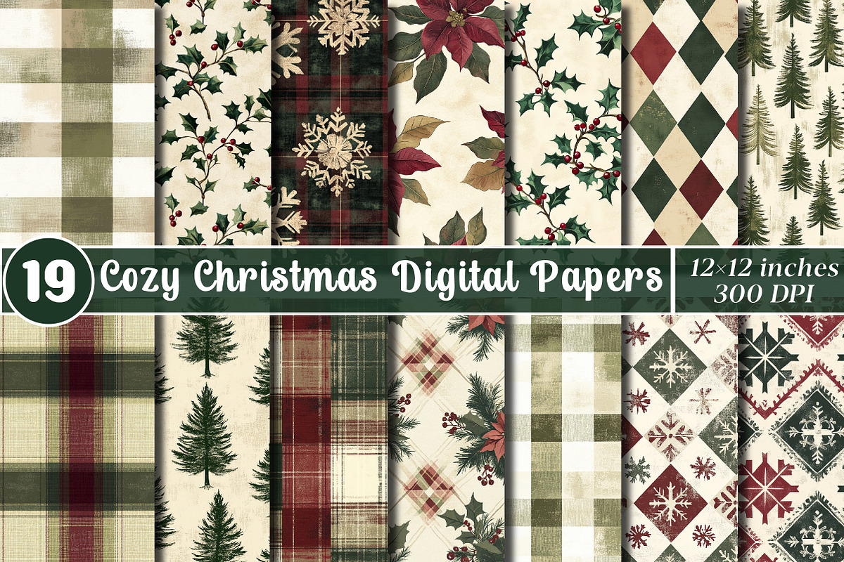 Cozy Christmas Digital Paper, a Pattern Graphic by SinaCreation (Photo 1 of 5)
