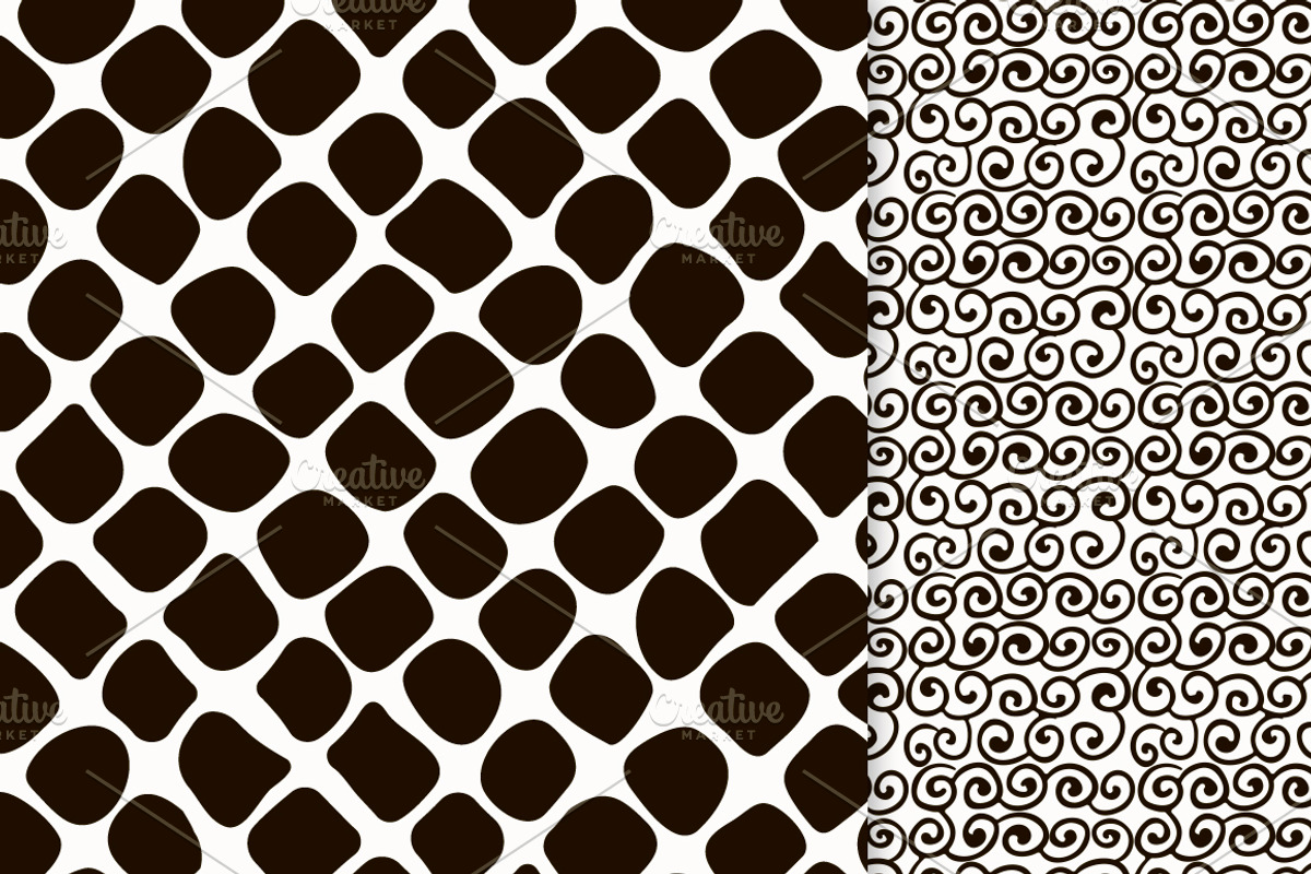 6 Black Sketched Seamless Patterns, a Pattern Graphic by Olya Creative (Photo 2 of 4)