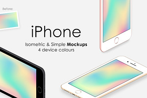 iPhone Isometric & Simple Mockups