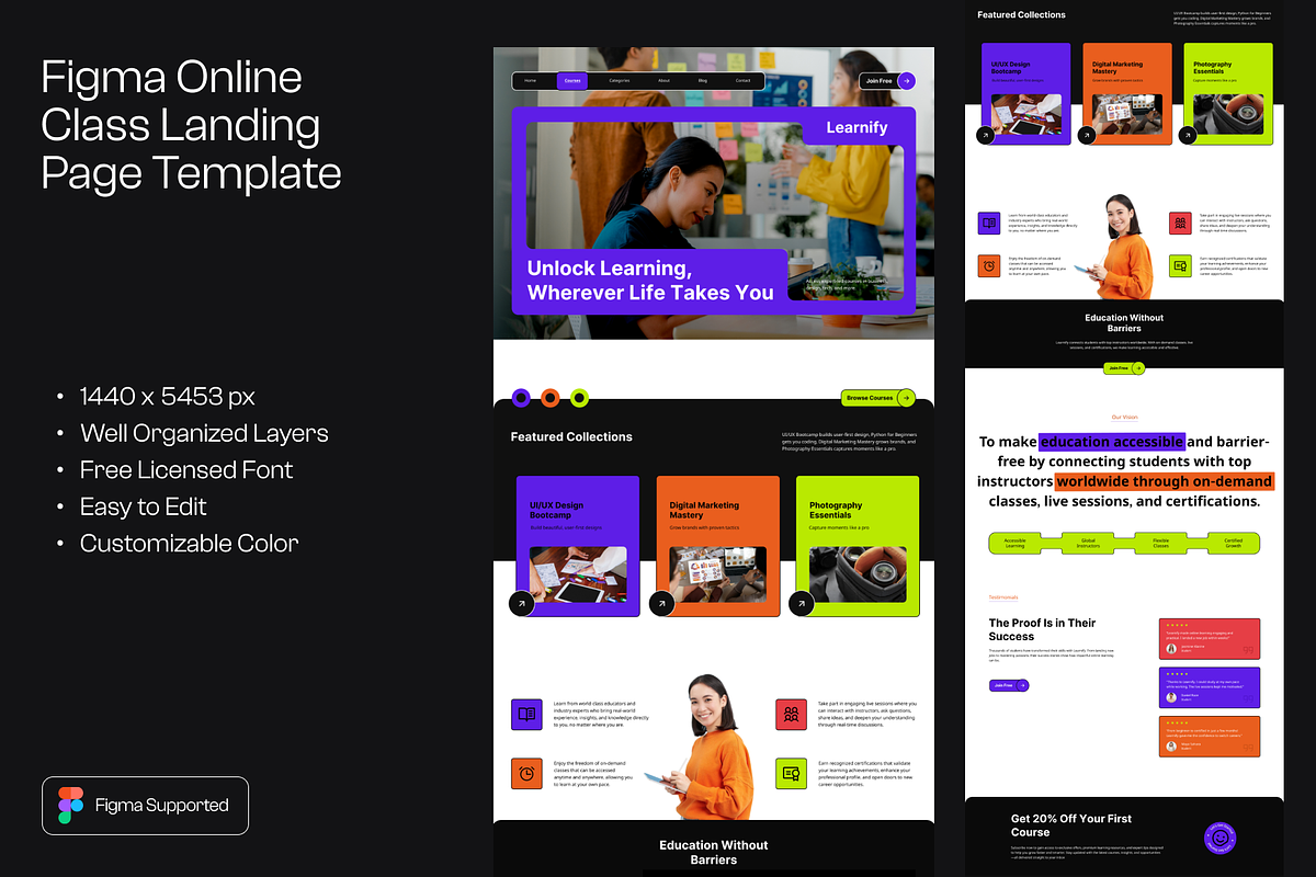 Figma Online Class Landing Page, a Landing Page Template by Musara (Photo 1 of 6)