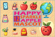 Happy Sparkle Apple Mascot, an Object Graphic by Designs_River (Thumbnail 1 of 13)