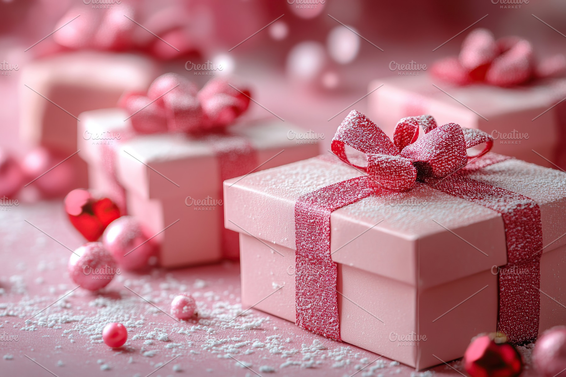 Gift boxes with ribbon bow for Valentine's Day holiday, a Beauty & Fashion Photo by AlyaAnd