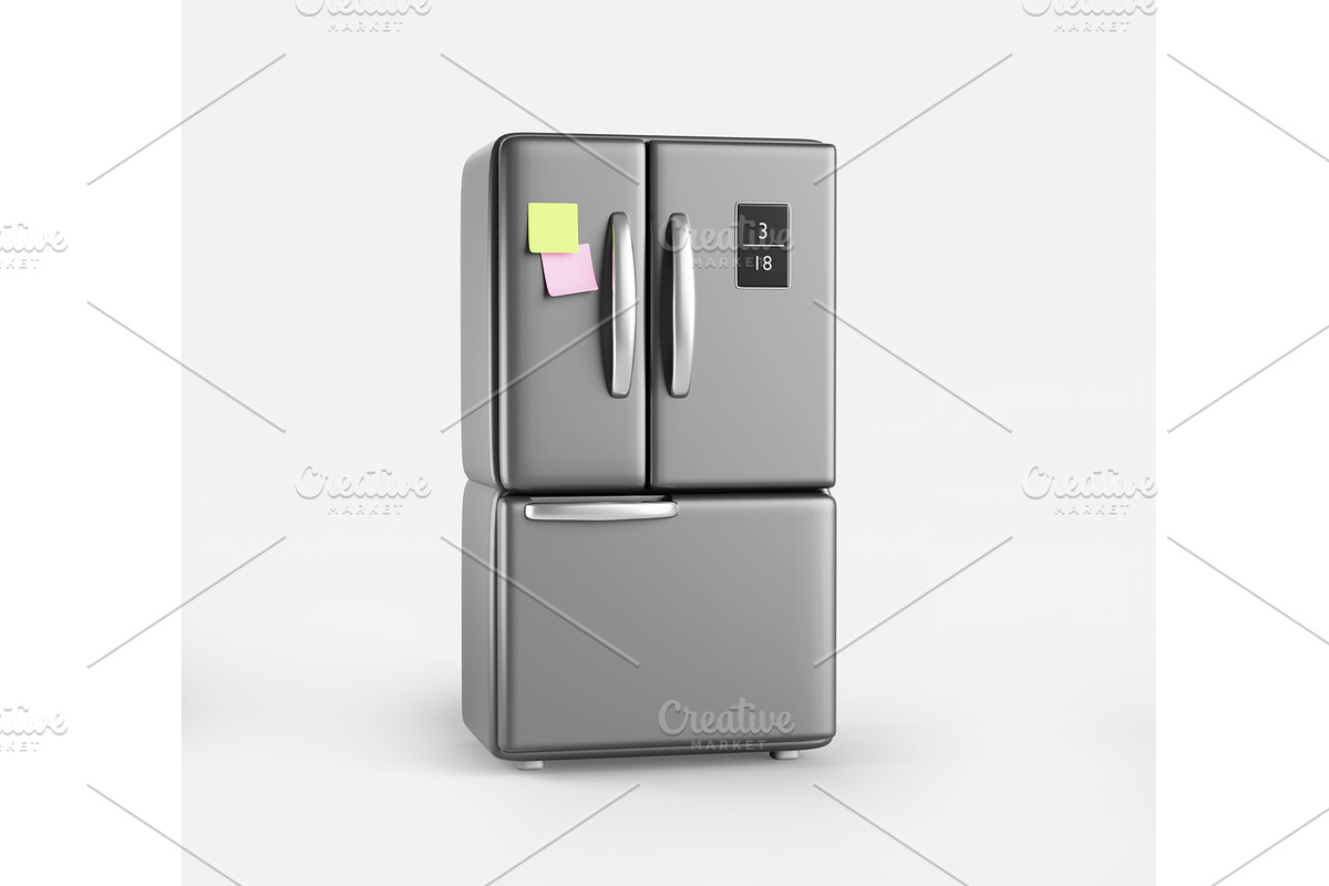 French door refrigerator stainless, a Technology Illustration by Marozhkastudio