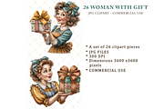 Woman With a Gift Clipart JPG, a Person Illustration by Memories By Lea (Thumbnail 2 of 20)