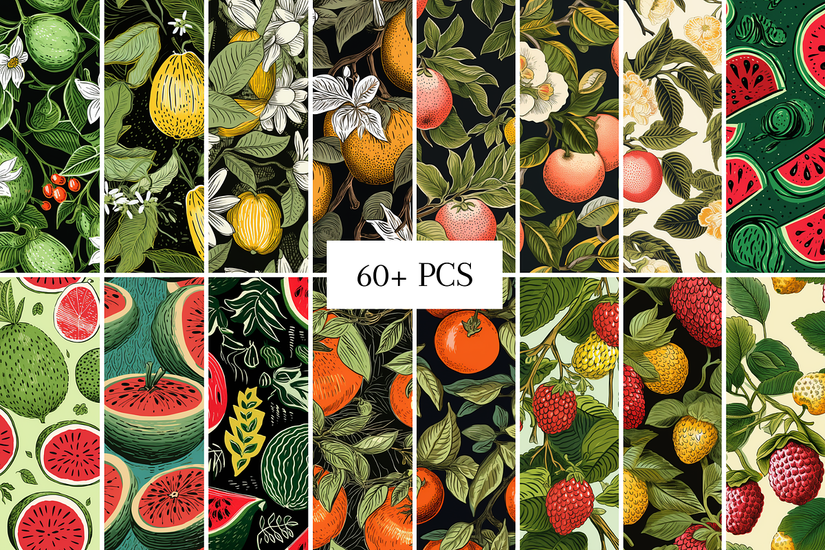 60+ Seamless patterns fruits, a Background Graphic by mkStudioLab