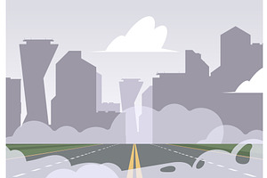 City pollution. urban background, an Illustration by Onyx