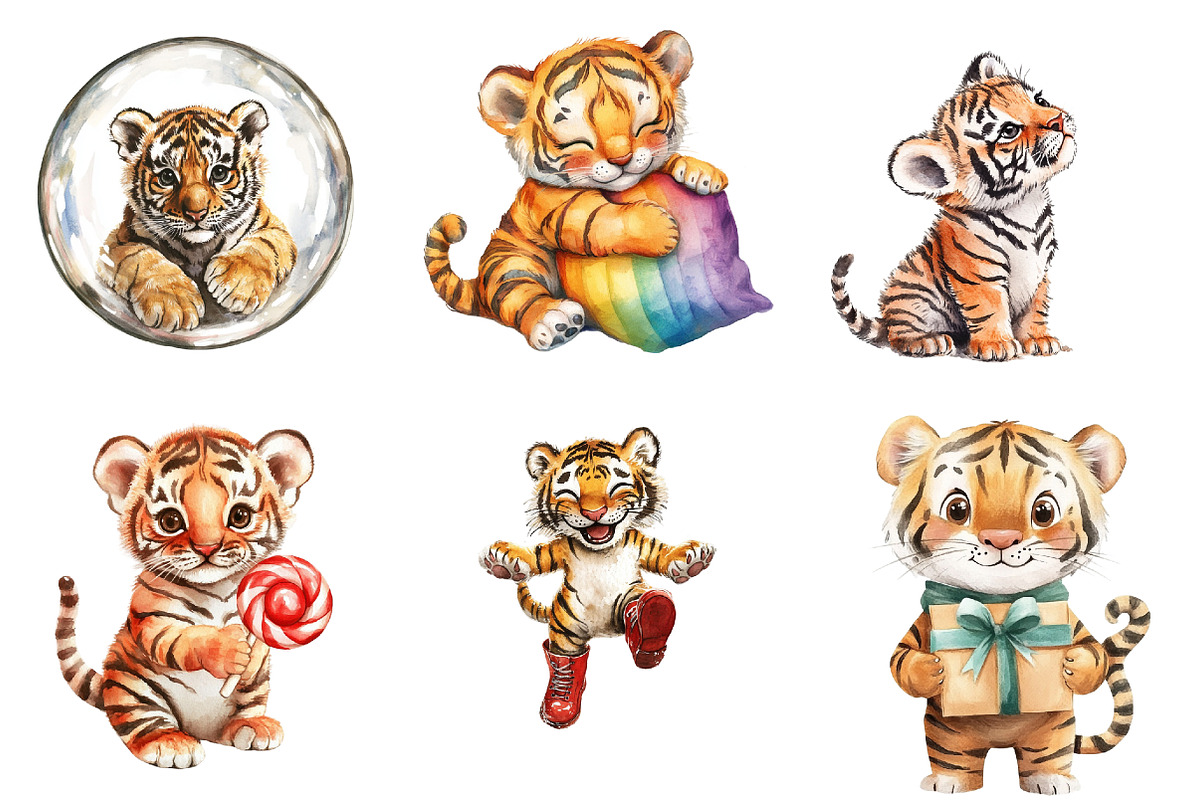 Playful Tiger Clipart Bundle, an Illustration by Pixels.Craft (Photo 3 of 9)