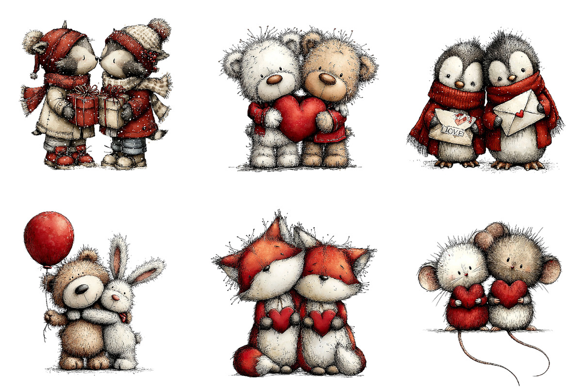 Whimsical Valentine Animal Couples, an Illustration by CreationArt (Photo 4 of 6)