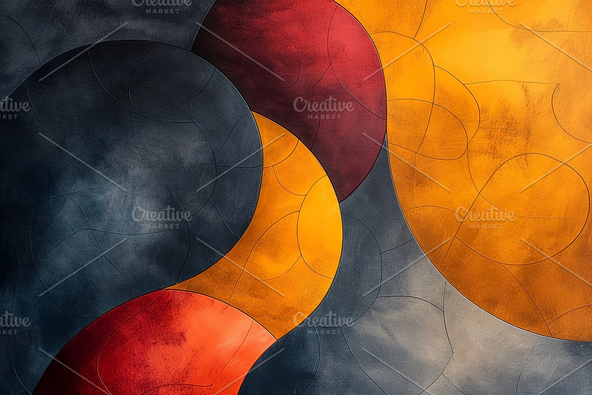 Abstract artwork featuring warm colors and curved shapes creatin, a Decorative Illustration by ImageMir