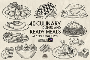 Culinary line art + Procreate, an Object Graphic by Skliarova