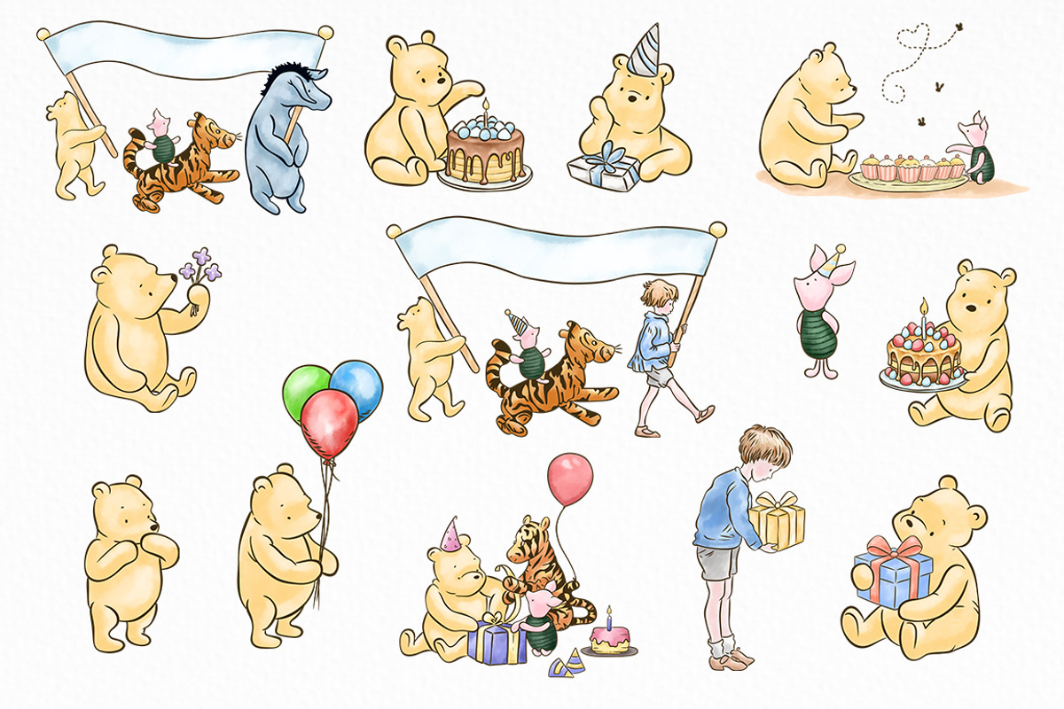 Classic Winnie the Pooh Birthday, an Animal Illustration by SvetaArtStore (Photo 3 of 8)