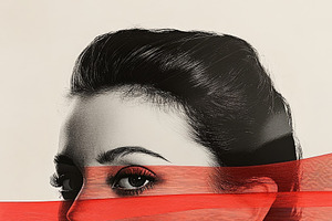 portrait of a woman with a red ribbon. collage, an Illustration by Pictures for you!!!!!!!!!