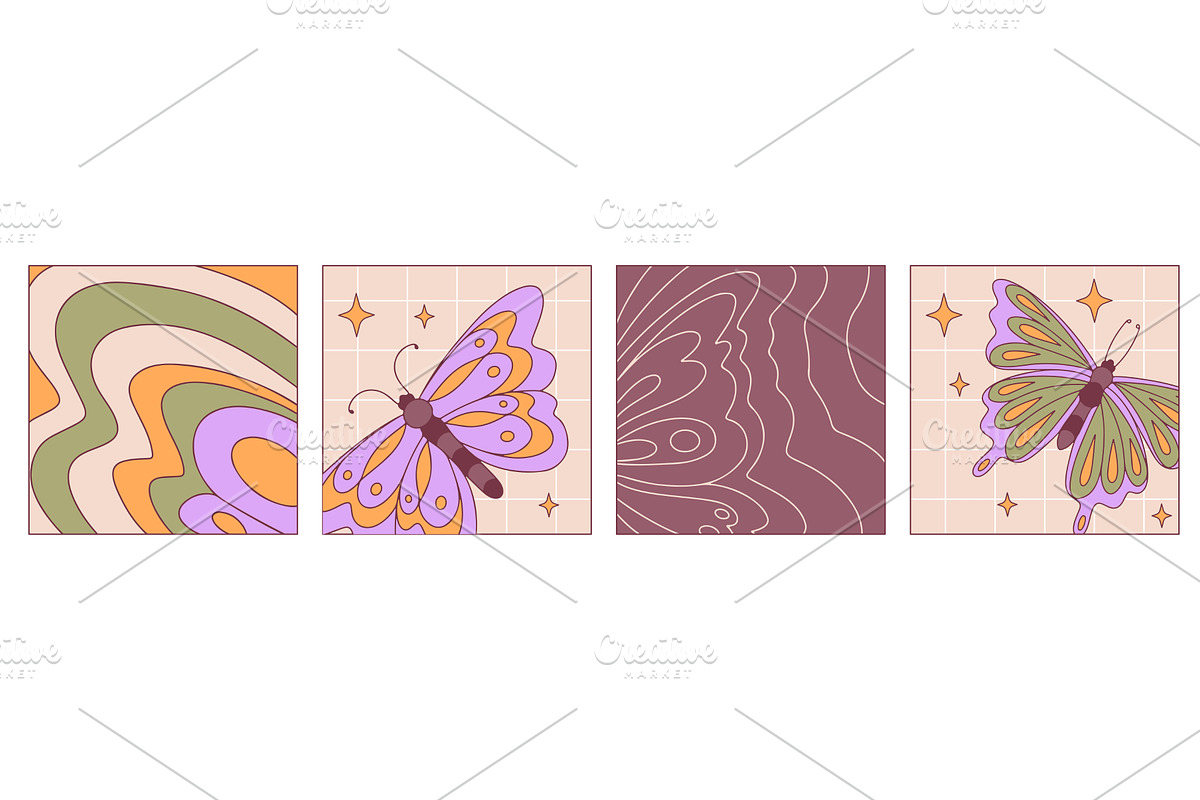 Groovy retro butterfly vector, an Animal Illustration by art PVP - market