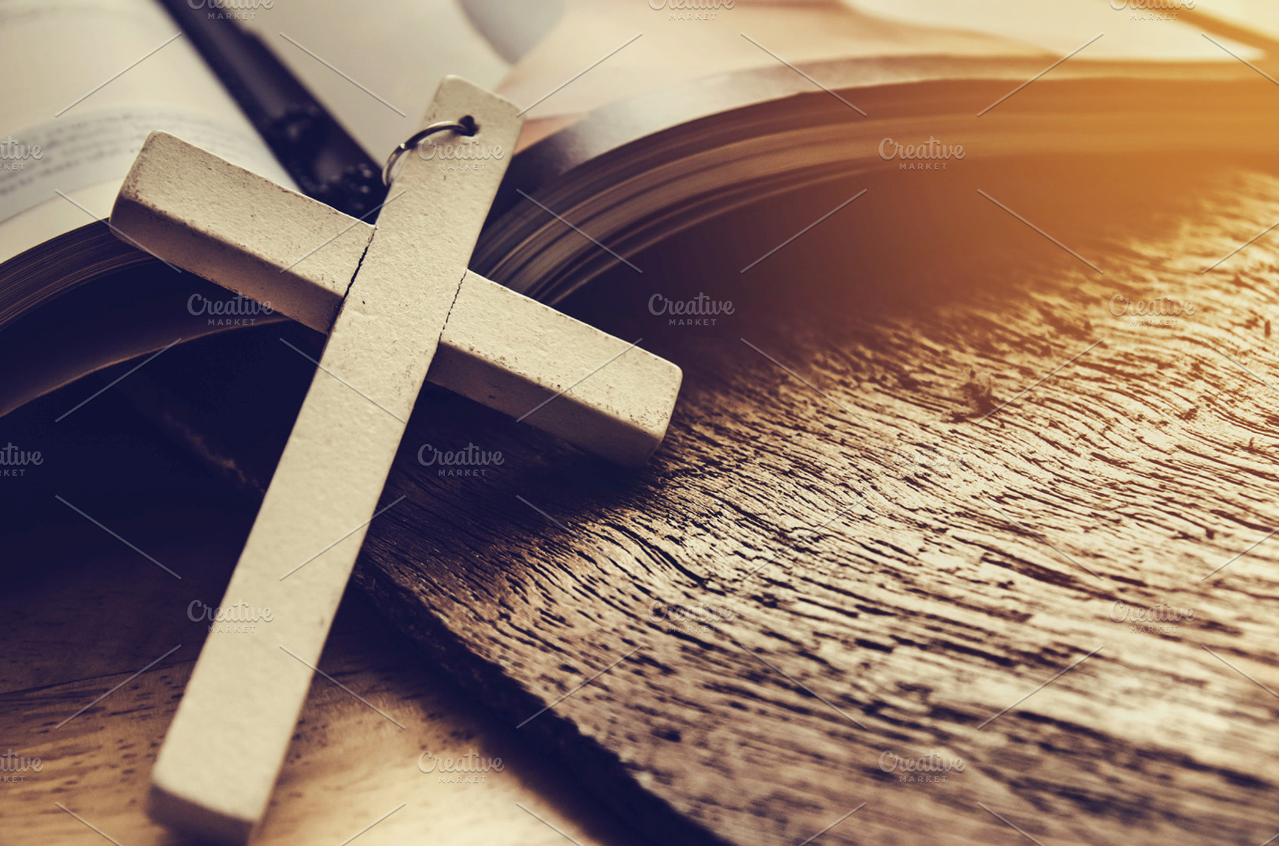 wooden Christian cross, an Abstract Photo by Slonme