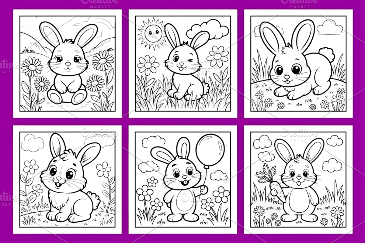 Little Bunny Big Joy Coloring Pages, an Animal Illustration by Coco Bloom (Photo 5 of 6)