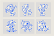 Old Computer Cartoon Illustration