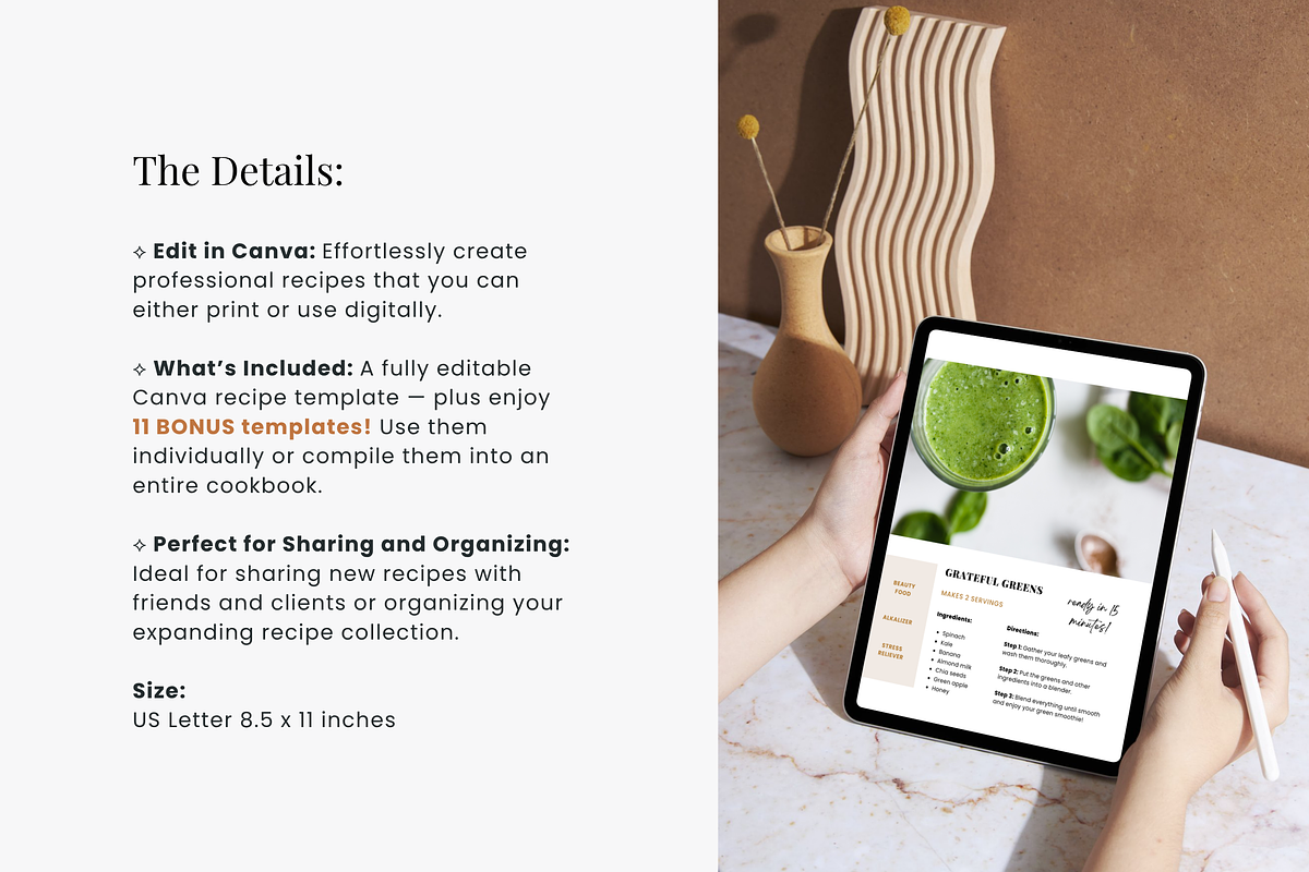 Recipe Template for Canva, a Templates & Theme by Erin Cassidy (Photo 3 of 5)
