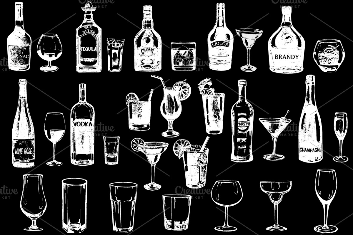 Cocktails, Drinks & Glasses, a Decorative Illustration by Ecaterina Sciuchina (Photo 2 of 9)