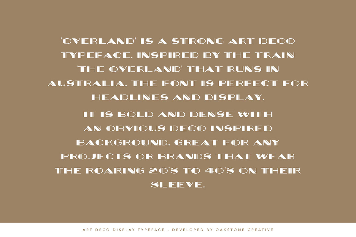 Overlander - Art Deco 1920s Font, a Sans Serif Font by OakstoneCreative (Photo 6 of 8)