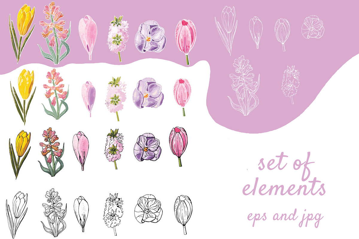Set of floral elements and wreaths, an Illustration by fiolika (Photo 5 of 13)