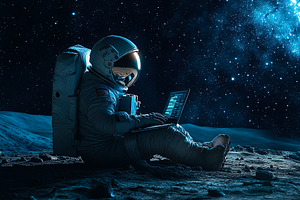 Astronaut Working on the Moon, an Abstract Photo by Ales Munt