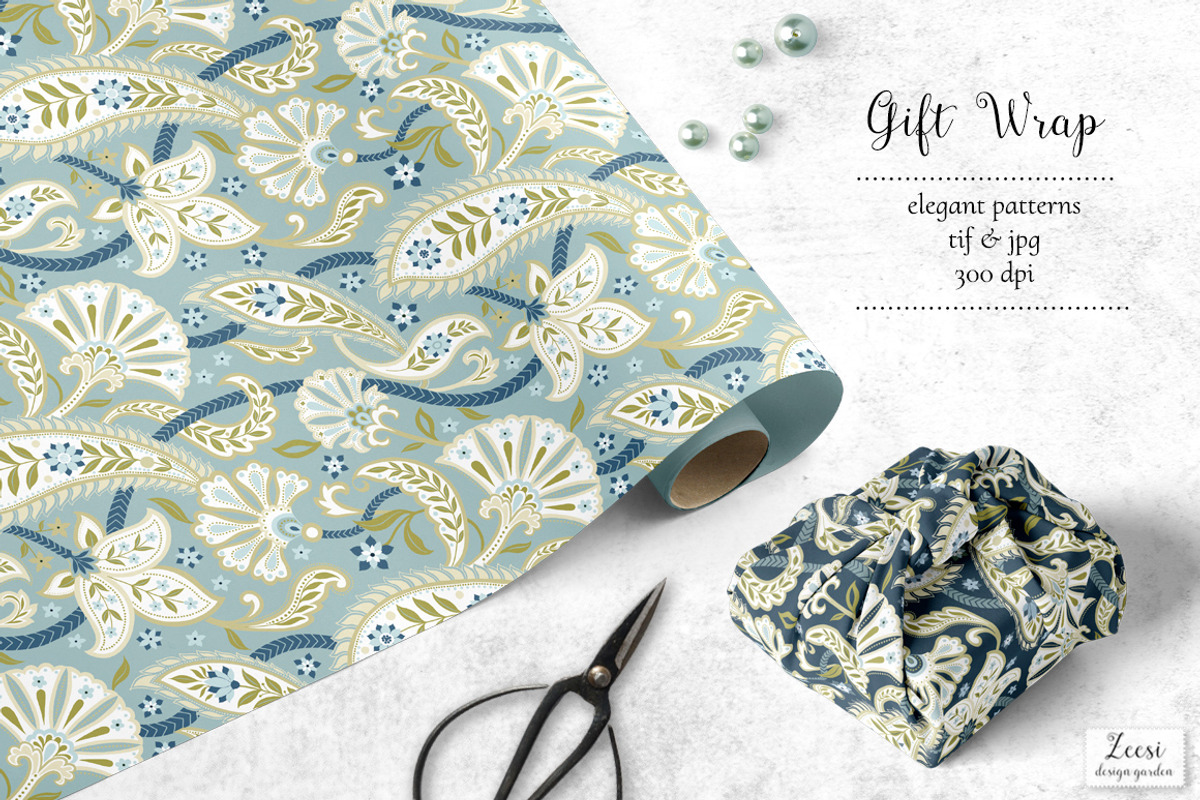 Powder Blue Paisley, a Pattern Graphic by Zeesi Design Garden (Photo 5 of 8)
