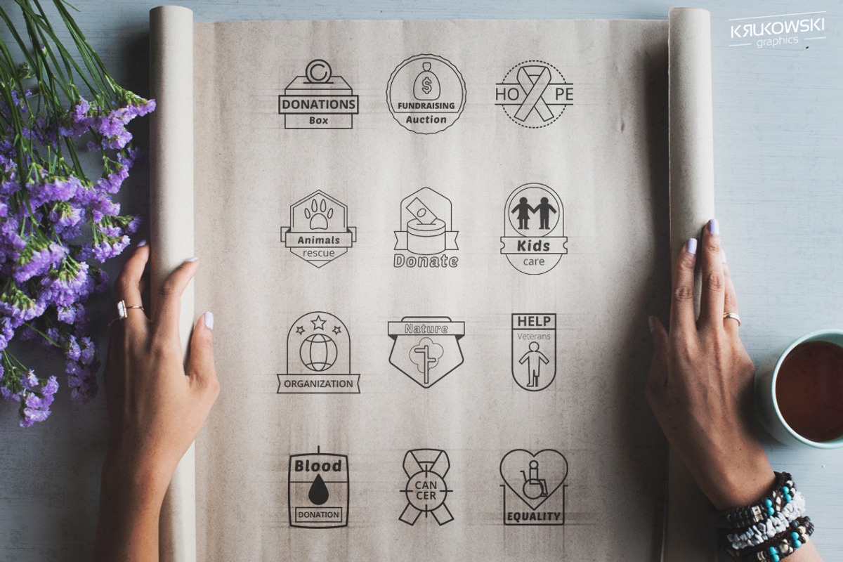 Charity Logo Vector Badges Set, a Branding & Logo Template by Krukowski ...