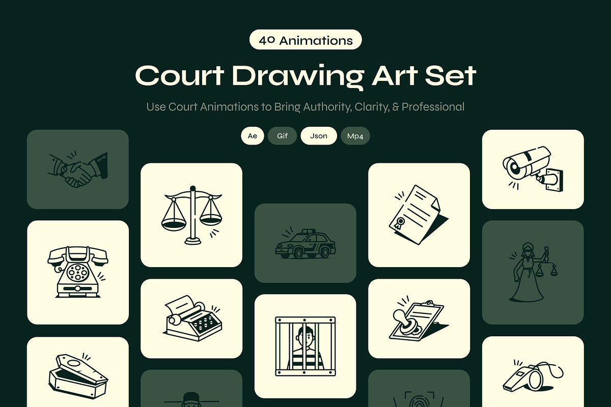 Animated Court Drawing Art Set, an Outline Icon by Vectors Market (Photo 1 of 4)
