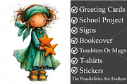 Whimsical Summer Fairy Clipart PNG, a Seasonal Illustration by Canvas Craft (Thumbnail 3 of 6)