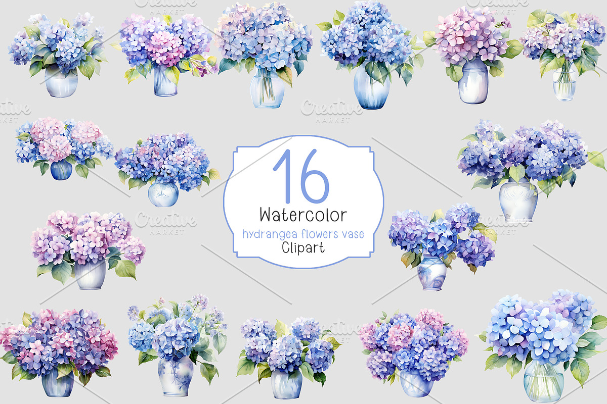 Hydrangea flowers vase clipart, a Decorative Illustration by Shahjahangdb1