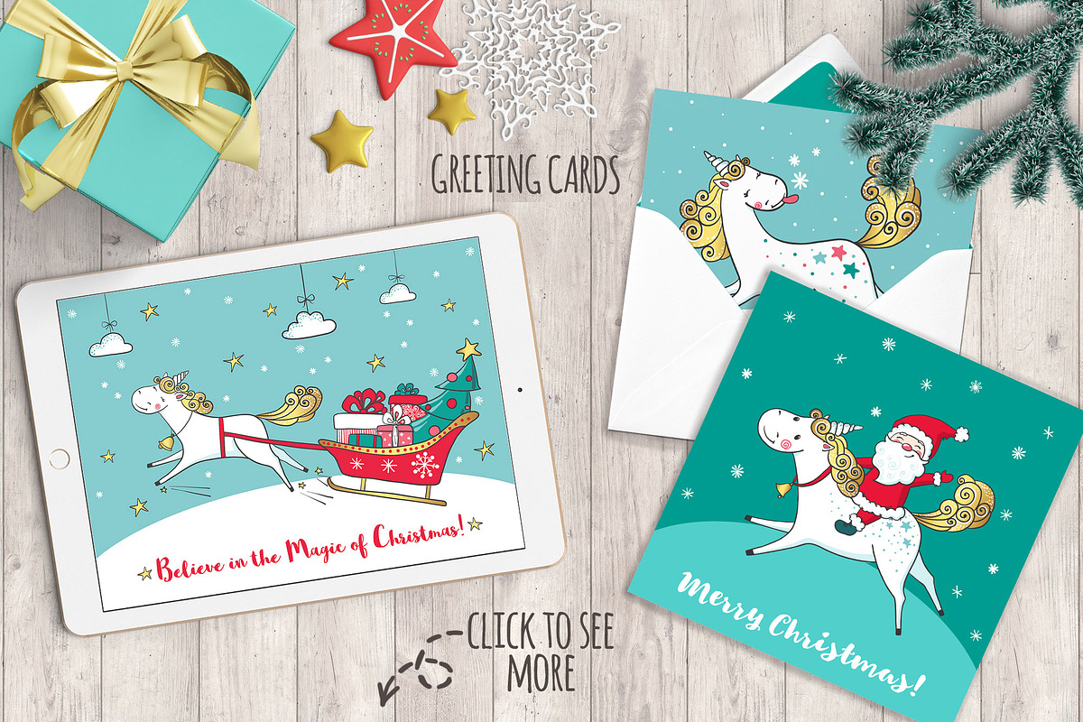 Magic Christmas set with Unicorns, a Decorative Illustration by MalniArt (Photo 2 of 8)