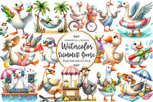 Summer Silly Goose Clipart, an Illustration by OK Design