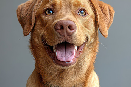Happy Golden Retriever Puppy Portrai, an Abstract Photo by Pixeness