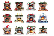 Christmas Fireplace Clipart, an Illustration by Design Market (Thumbnail 2 of 3)