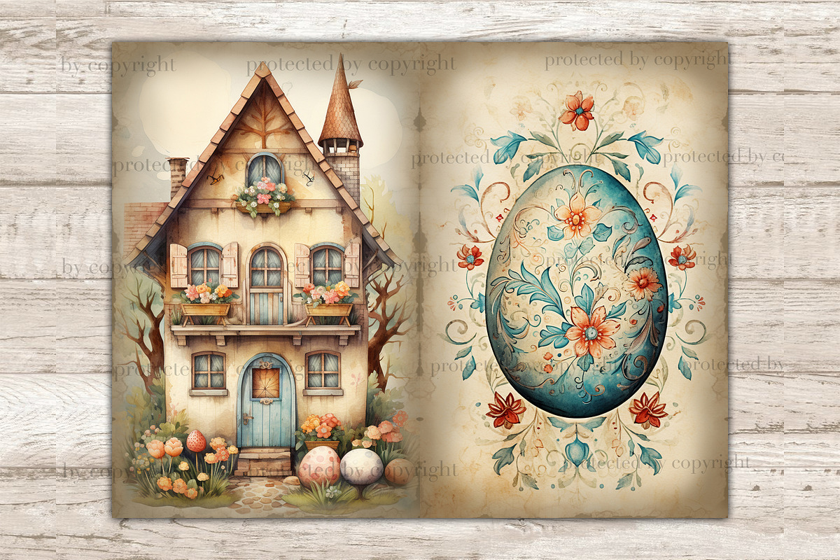Rustic Easter Junk Journal Pages, a Seasonal Illustration by GlamArtZhanna (Photo 3 of 10)