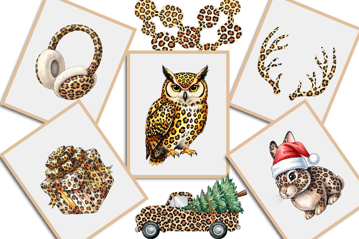 Leopard Print Christmas Clipart PNG, an Illustration by Creative Art (Photo 5 of 9)