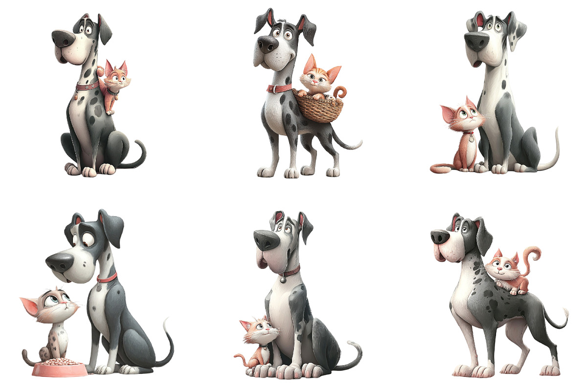 Great Danes with Kittens Clipart, an Illustration by DreamArtGraphic (Photo 6 of 7)