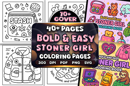 Bold Easy Stoner Girl Coloring Pages, an Object Illustration by Craftsbeefy