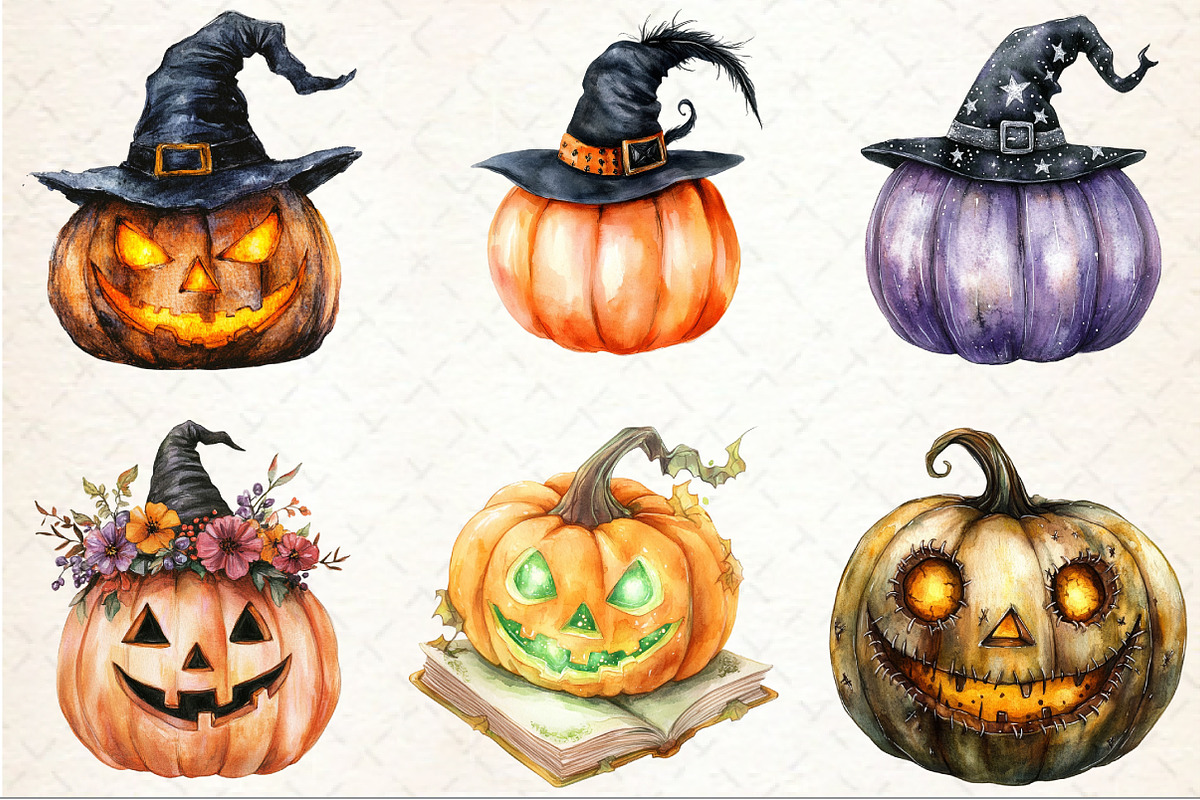 Spooky Witch Pumpkin Clipart, an Illustration by Rose Art (Photo 3 of 4)