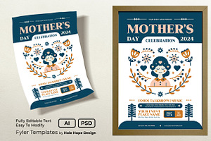 Folk Art Mother's Day Flyer Template, a Flyer Template by Hole Hope Design