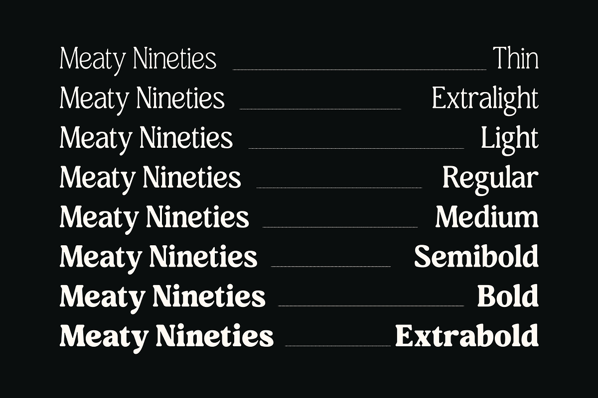 Meaty Nineties - Modern Retro, a Serif Font by Holyline Design (Photo 2 of 15)