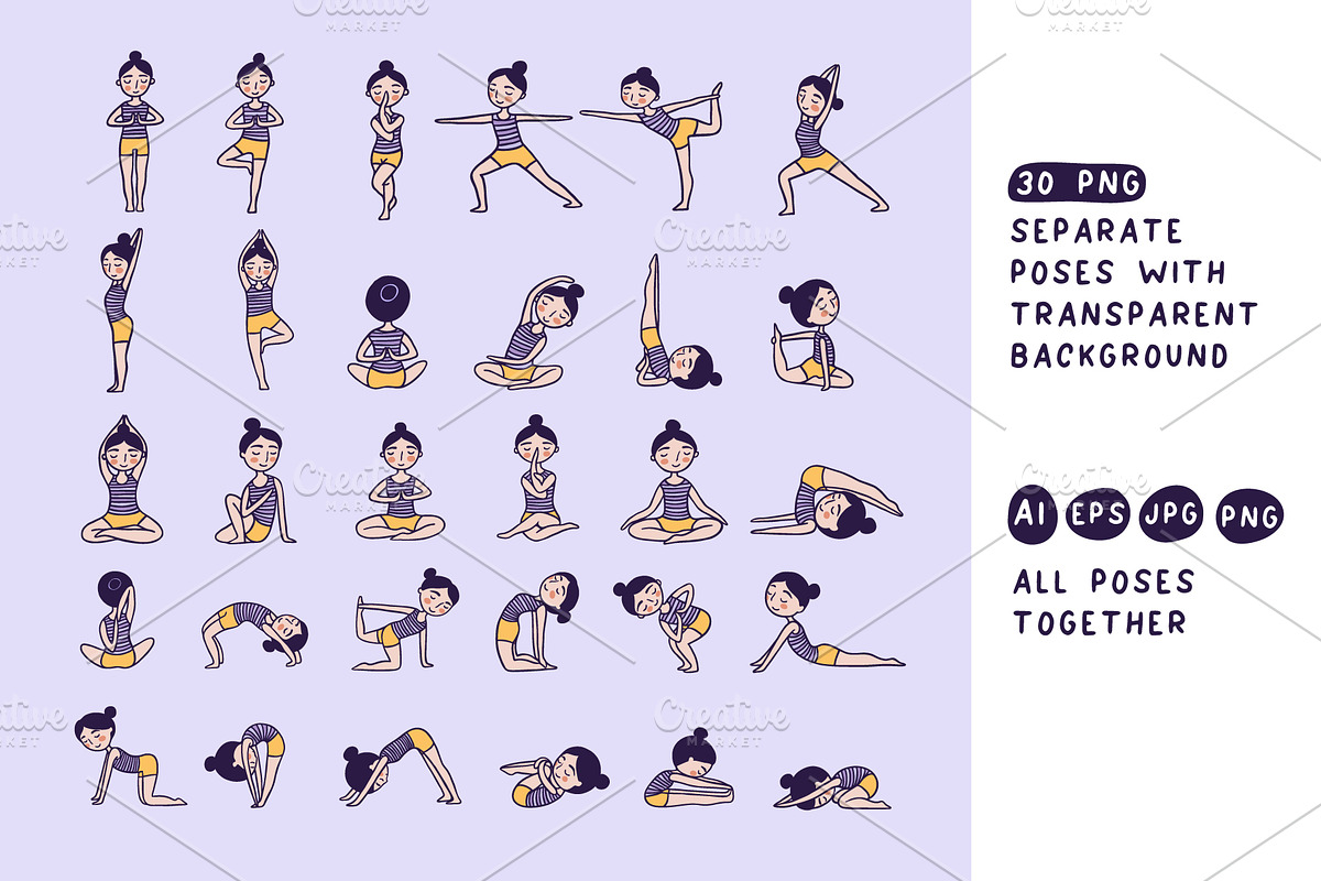 30 Yoga Poses, a Healthcare Illustration by Apolinarias Art (Photo 2 of 9)