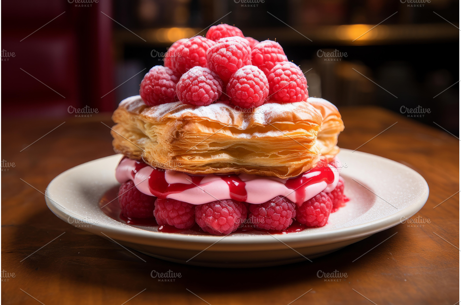 Fluffy Raspberry puffs bakery, a Background Photo by Ylivdesign