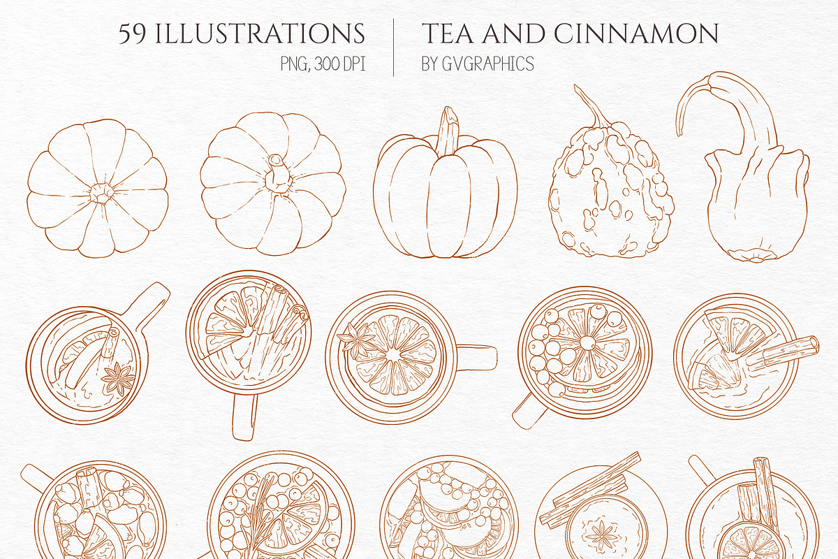 Tea and Cinnamon Collection, a Seasonal Illustration by GVGraphics (Photo 5 of 15)