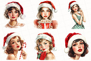 Christmas Girls Watercolor Clipart, an Illustration by OK Design (Thumbnail 4 of 5)