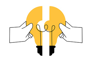 Realizing the idea, hands put the, a Person Illustration by undrey