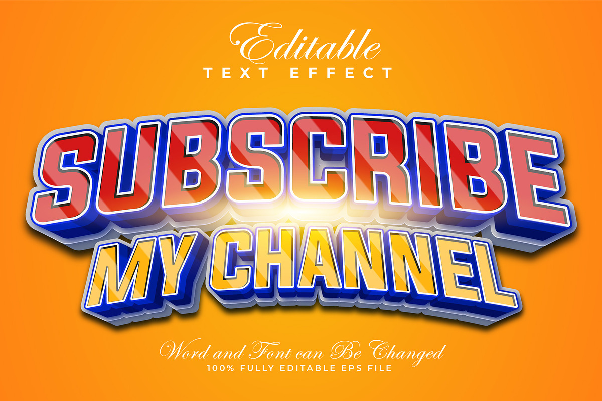 Subscribe 3D Text Effect | Vector, a Layer Style Add-On by padilah_a