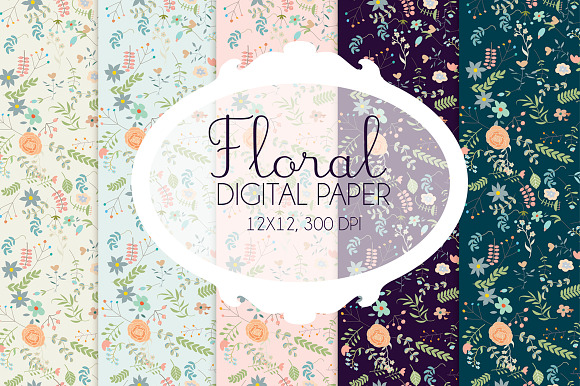 Floral digital paper preview 2