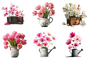 Whimsical Pink Flowers Spring Clipar, an Illustration by DreamArtGraphic (Thumbnail 2 of 4)